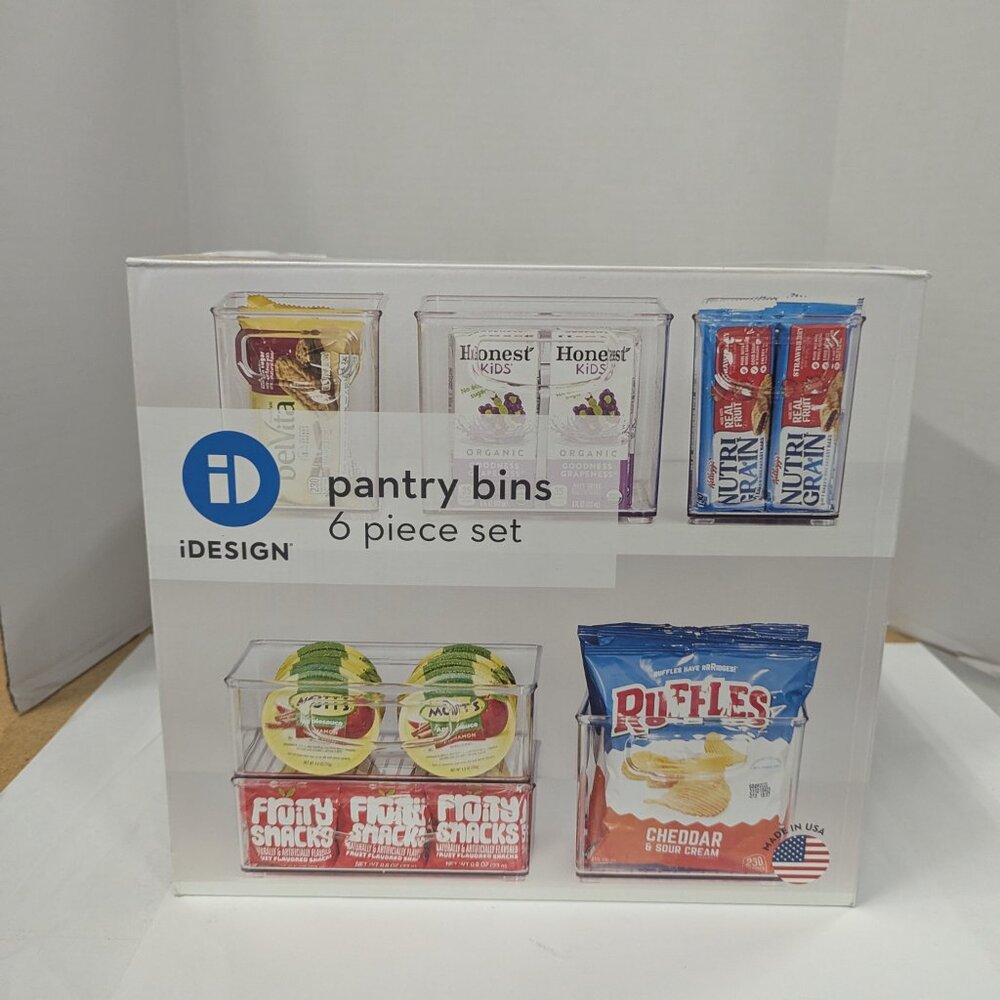 iDesign Stackable Pantry Bins – 6pc Clear Set with Handles, USA Made